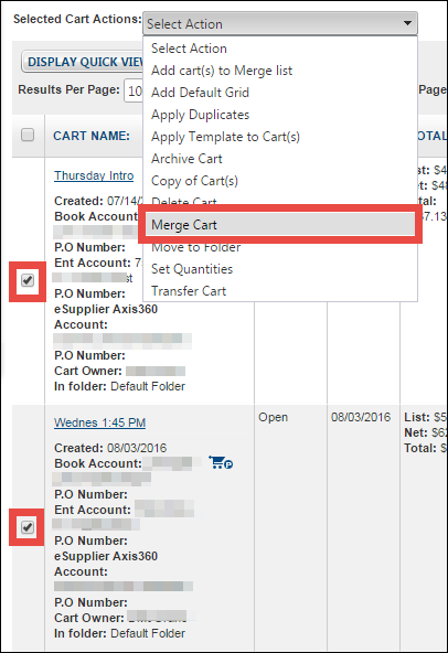 merge carts option