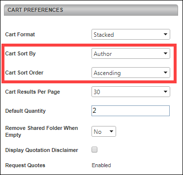 cart preferences