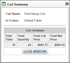 cart summary window